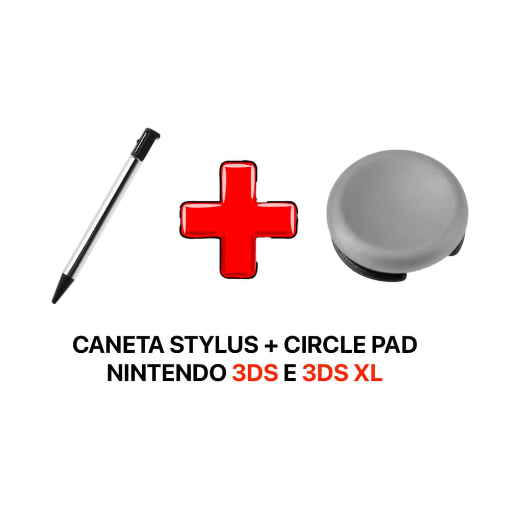 Caneta Stylus Touch + Circle Pad Analógico Compatível Nintendo 3DS e 3DS XL