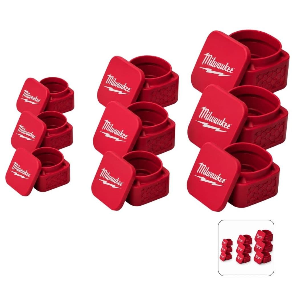 Kit 3 Porta Trecos Milwaukee Porta Parafusos Organizador Compacto Quadrado Antiderrapante 3 Tamanhos