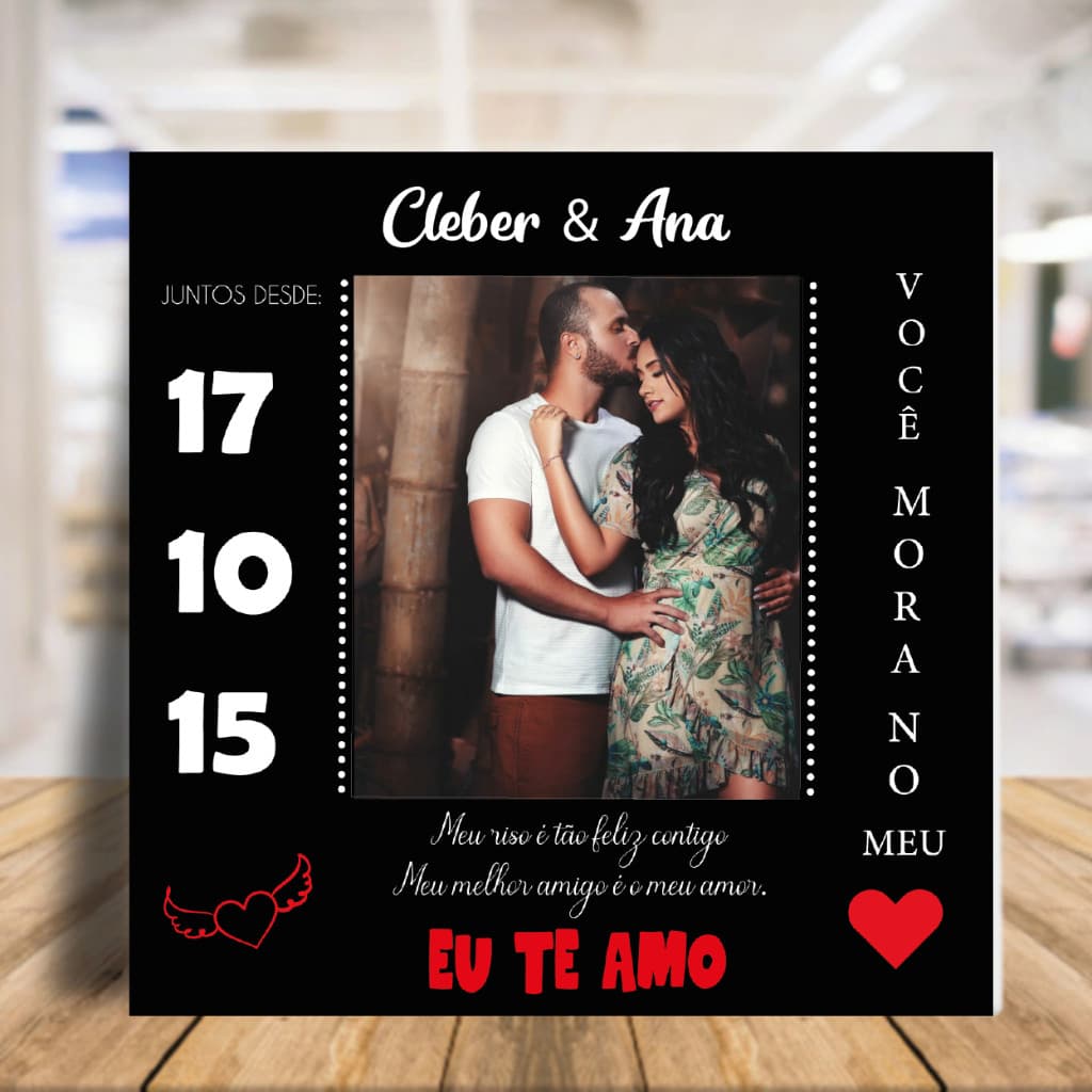 PORTA RETRATO  DE AZULEJO PERSONALIZADO COM FOTO DIA DOS NAMORADOS