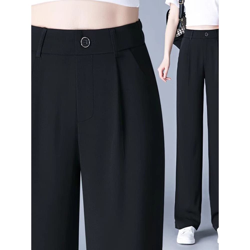 Terno estreito calças de perna larga feminino verão 2026 novo estilo cintura alta mais magro olhar estilo fino Drape Cas