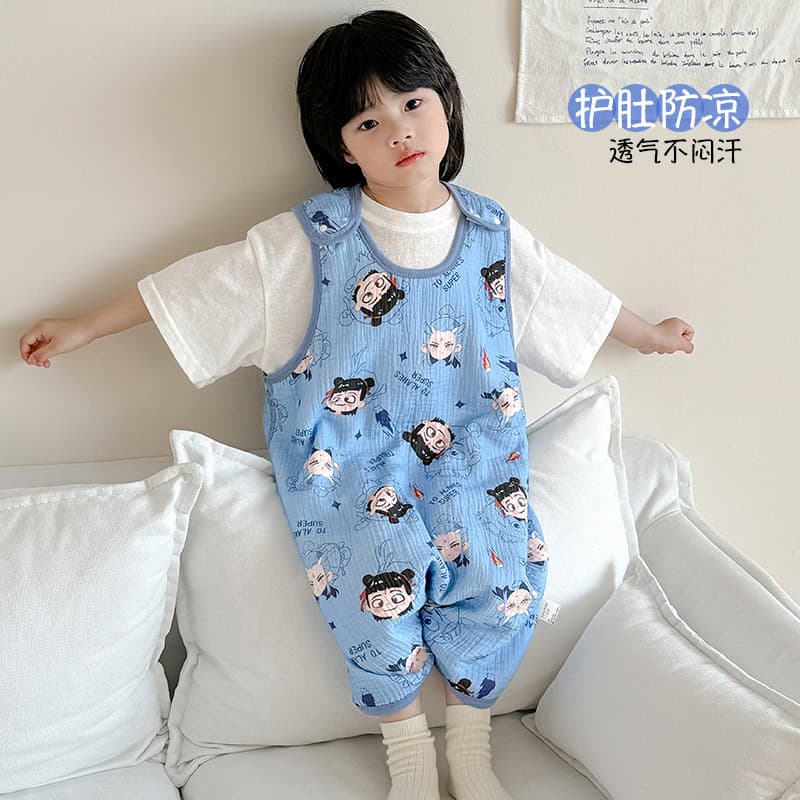 Saco de dormir bebê fino algodão linho gaze colete verão à prova de fresco bebê ar condicionado quarto Kick-proof sino