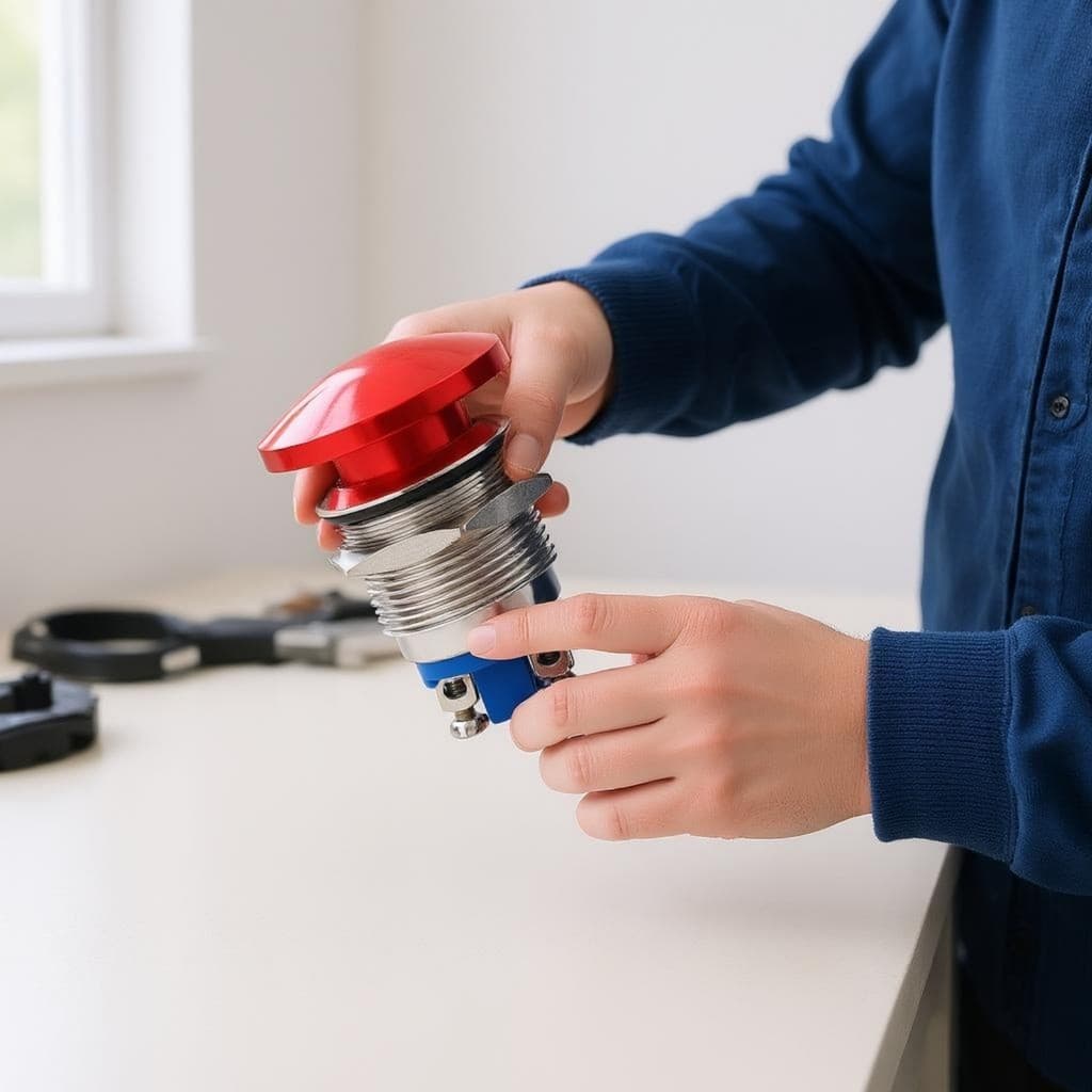 Interruptor De Botão Fungo Com Reinicialização Automática , Cabeça De , Momentâneo , Tampa Vermelha , Peça Elétrica , Do