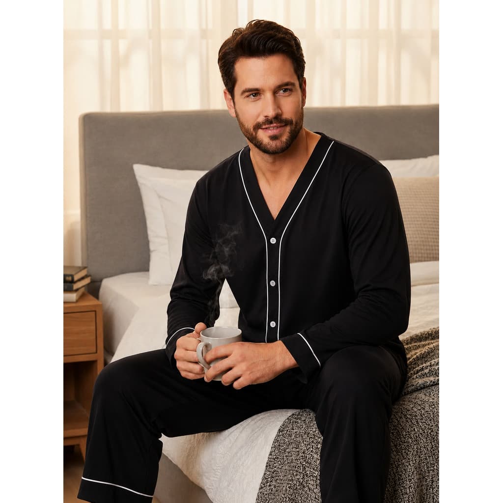 Pijama Masculino Longo Adulto Manga Longa Calça Comprida