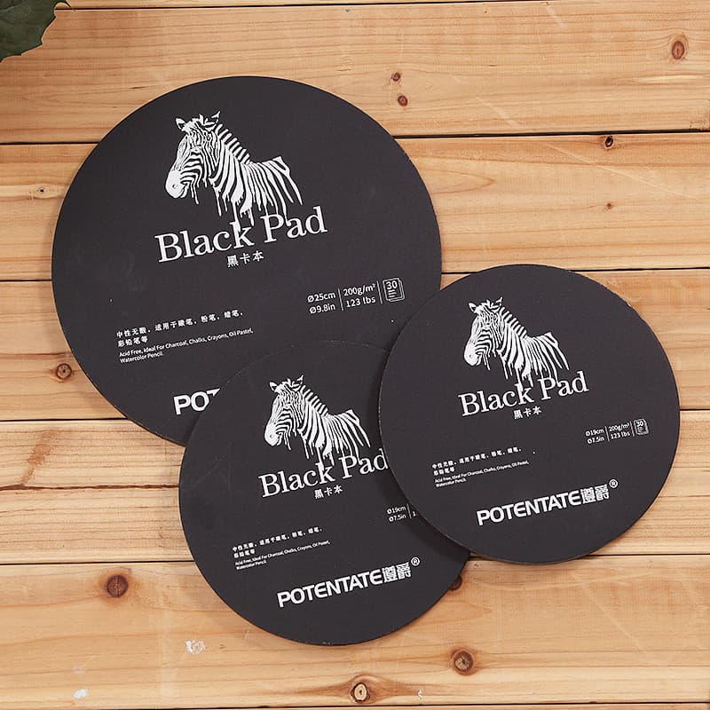 Zunjue cartão redondo cor preto livro de papel pintado à mão cartão preto 8k papel Kraft a4 livro de cartão preto papelã