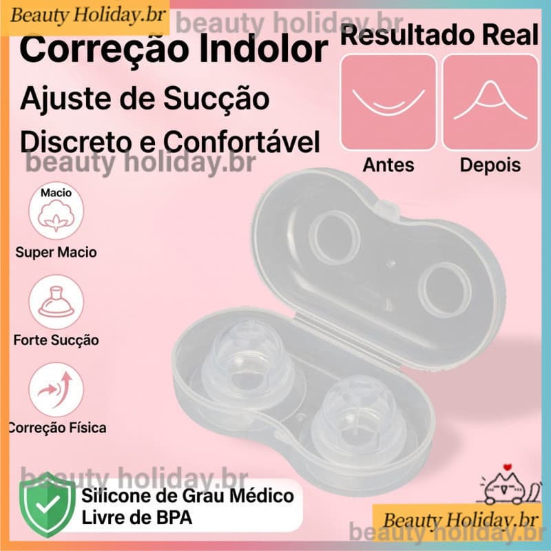 1 Par De Corretor De Mamilo De Silicone , Para Correção Mamilos Planos Invertidos + Estojo