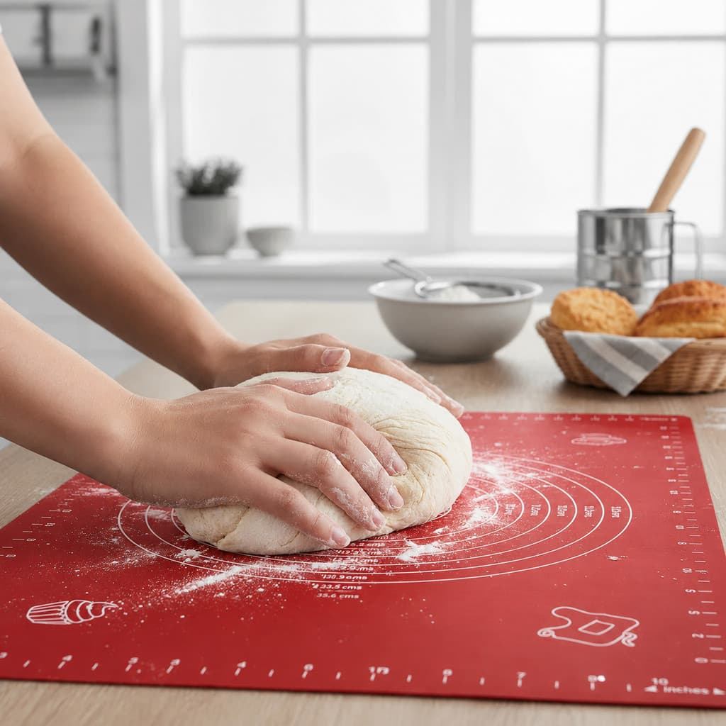 Tapete Culinário de Silicone 50x40cm Antiaderente para Amassar Abrir Massas Assar Pães Bolos Pizza