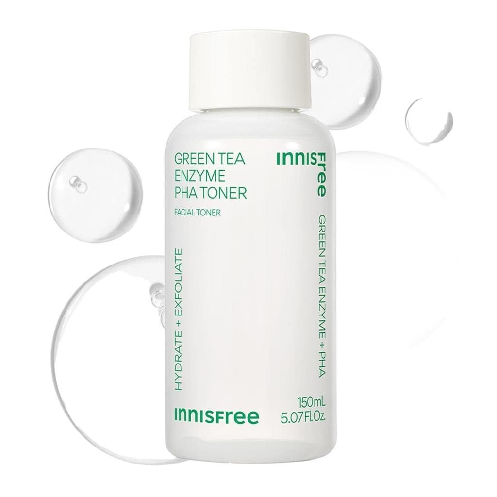 Tônico Facial innisfree Green Tea Enzyme PHA com Ácido Hialurônico, Essência Esfoliante Coreana Hidratante para a Pele,