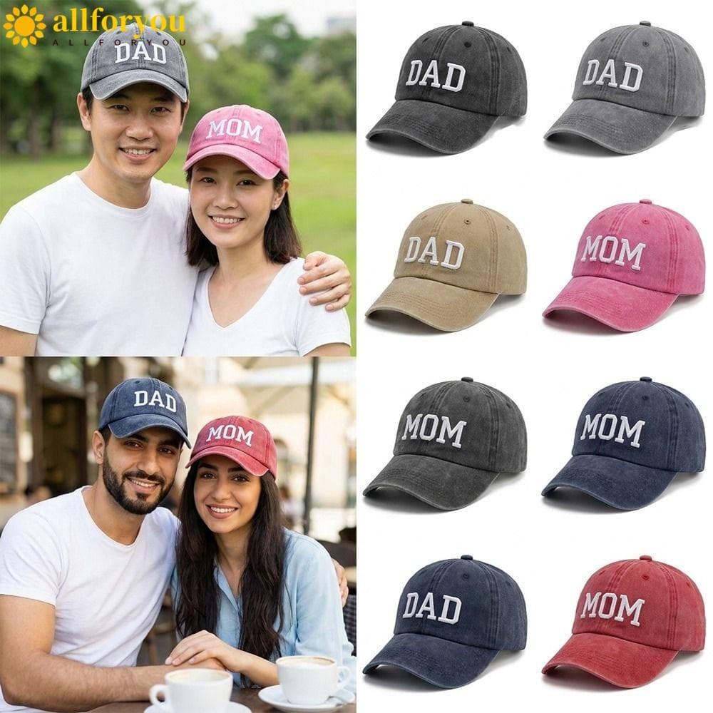 ALLFORYOU1 Boné De Beisebol MOM Dad , Ajustável De Algodão Lavado Para Pais , Chapéus De Pai Desgastados
