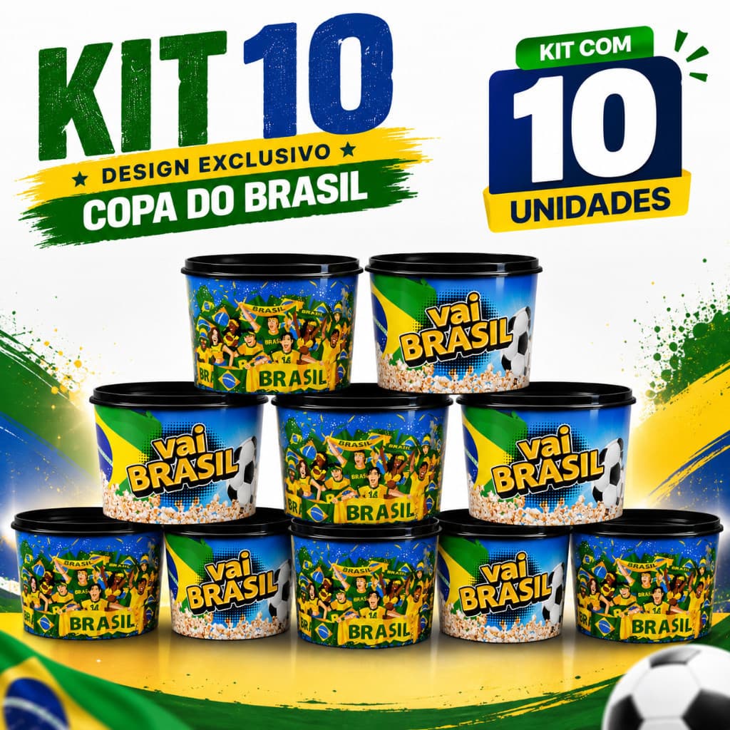 Kit 10 Potes para Copa Brasil Festa