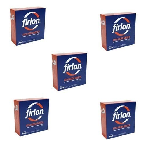 Kit 5 Fita Veda Rosca 18mm X 50 Metros Firlon Branco