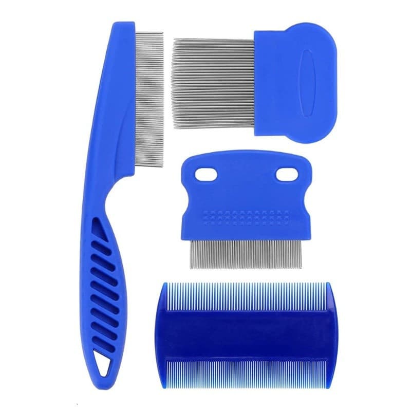 Conjunto de 4 Peças de Pentes para Piolhos de Animais de Estimação, Portátil, com Dentes Finos, para Cabelo de Animais