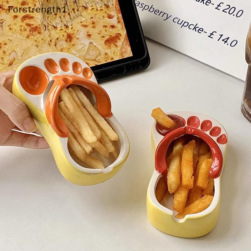 Forforce1 Adorável Flip Flops Ketchup Molho De Soja Dipper Portátil Cerâmica Salada Pires Tigela Bonito Mini Snas Placa