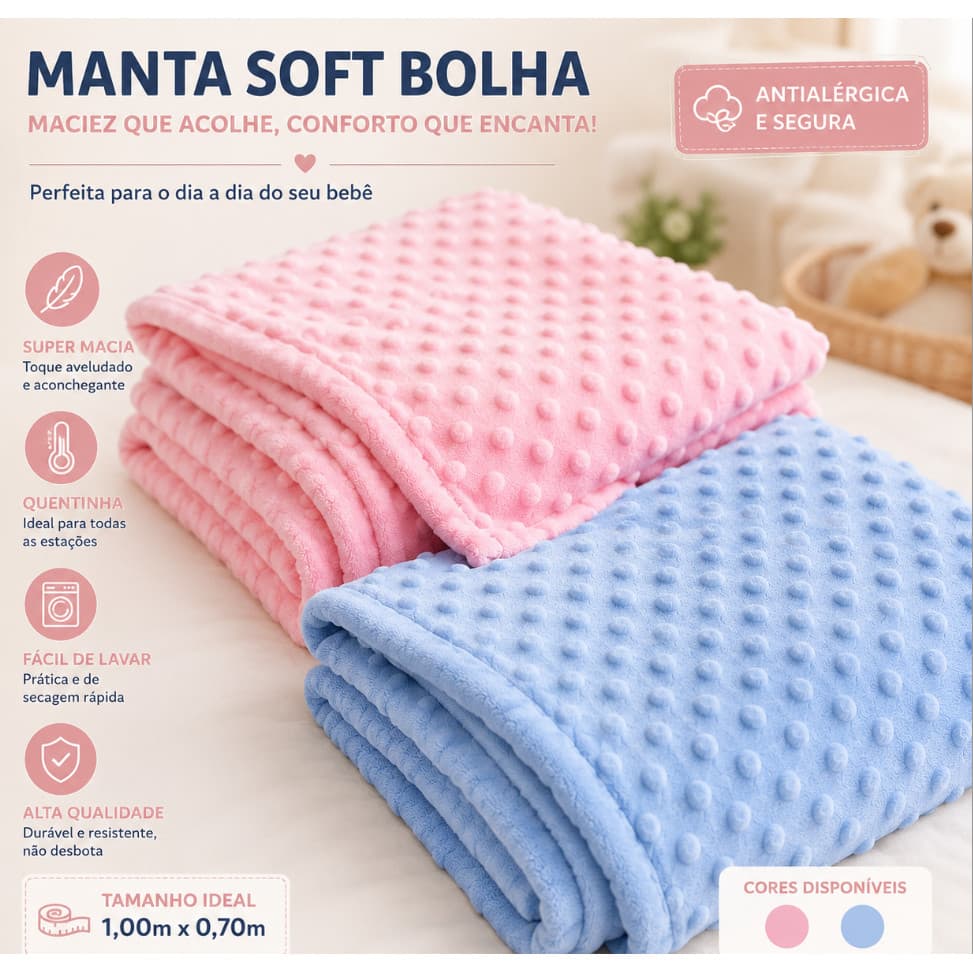 Cobertor Infantil  manta Bebe Pipoquinha Fleece Utra Macio Menino Menina