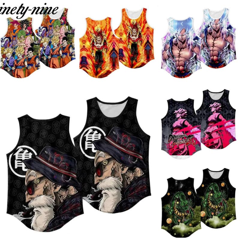Camiseta regata masculina de basquete, personalizável com nome e número, estampa do anime Dragon Ball Goku, estilo stree