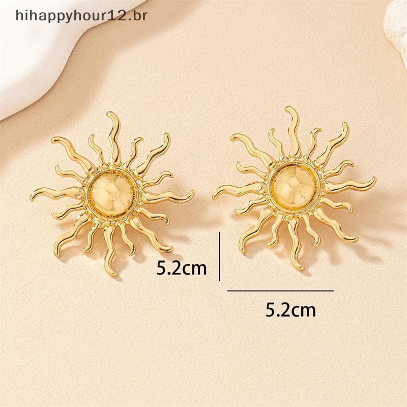 Brincos Pendentes De Sol Dourados Grandes HIHAP Para Mulheres , 1 Par