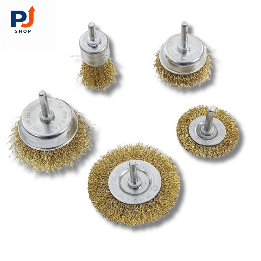Kit Escova de Aço Circular Profissional p/ Furadeira | 5 Peças - Limpeza Profunda