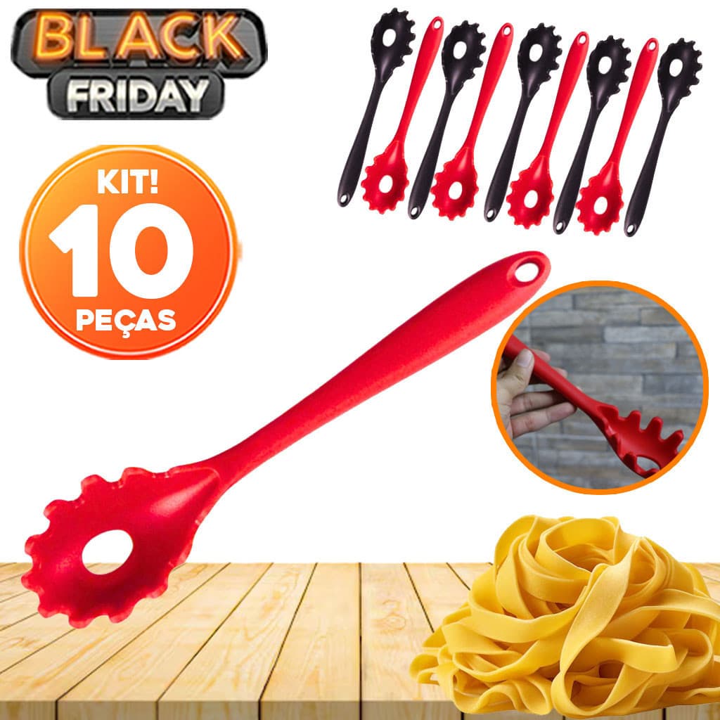 Kit 10 Pegadores de Macarrão Silicone 27cm - Utensílio Resistente para Massas, Cozinha e Buffet - Envio Imediato leve