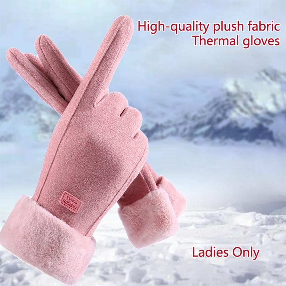CFSTORE Luvas De Ciclismo Forradas Térmicas Femininas , Inverno À Prova De Vento Com Forro De Lã , Punho Felpudo Equitaç