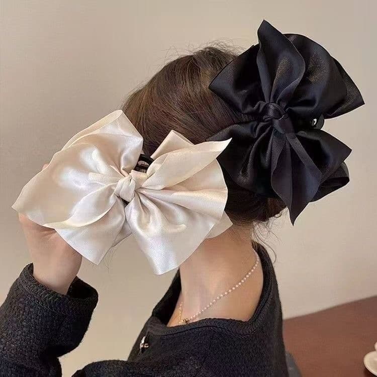 Estilo coreano temperamento tecido arco grampo de cabelo requintado elegante cabeça traseira tubarão clipe luz luxo High