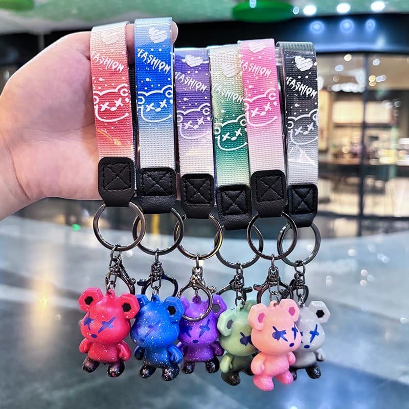 Camaleão urso criativo chaveiro urso atacado carro casal chave pingente boneca saco de escola pingente chaveiro