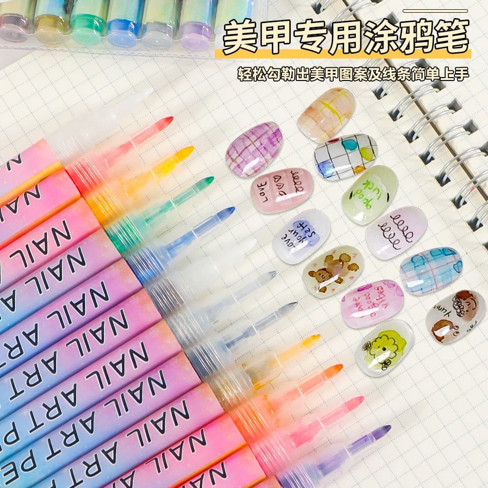 Novo estilo Manicure caneta pintura graffiti marcador conjunto de secagem rápida à prova dwaterproof água graffiti canet