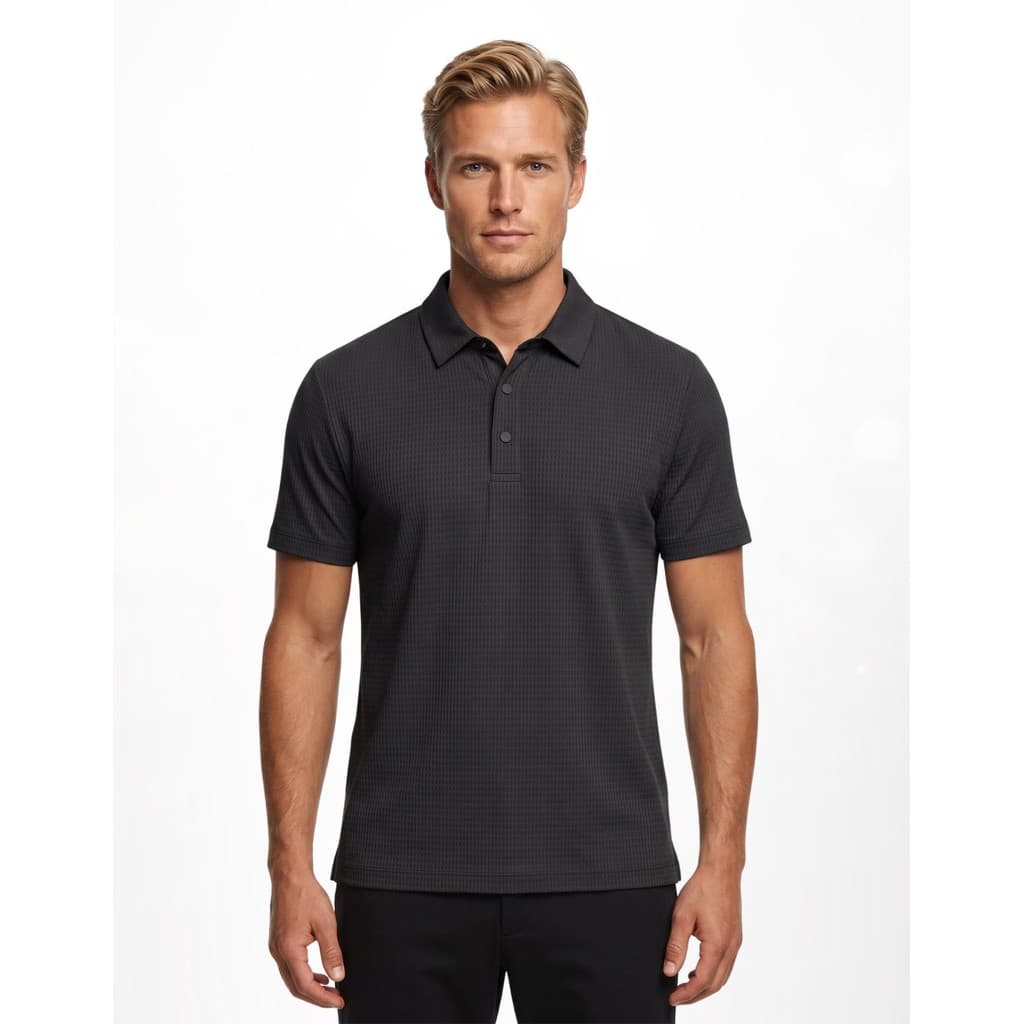 Camisa Polo Masculina Poliamida Texturizada Manga Curta Camiseta Premium Lisa Fresca Confortavel