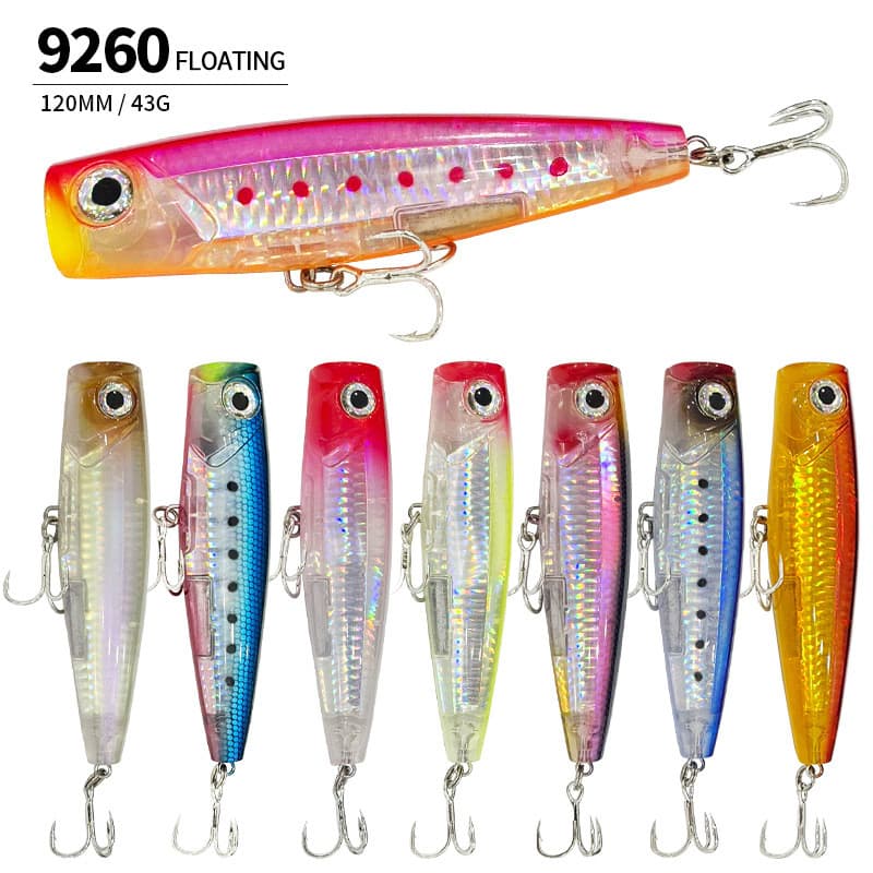 Isca Artificial de pesca marítima isca de atum 45G/120MM onda de água flutuante isca deitada greve água isca falsa9260