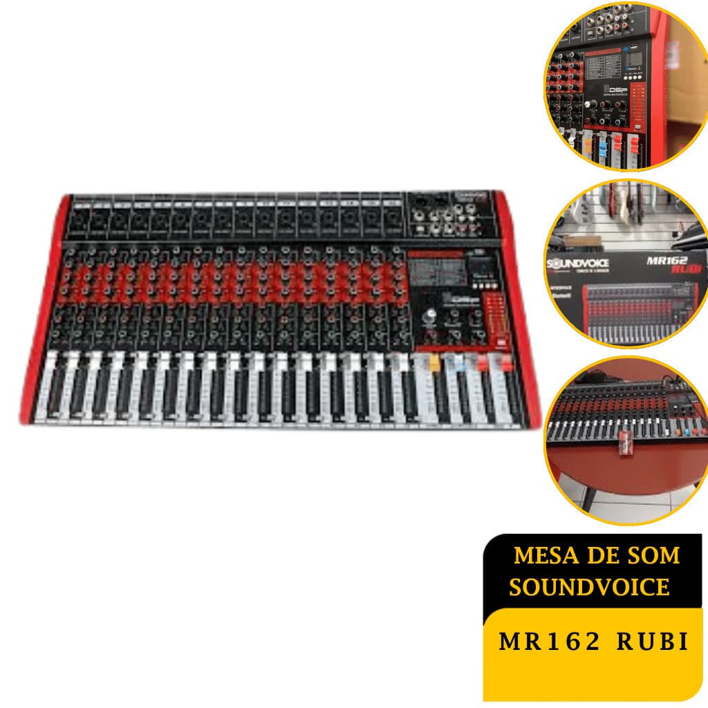 Mesa De Som 16 Canais Inteface/Bluetooh/Equalizador e Efeitos MS-162 EUX SoundVoice NF e Garantia