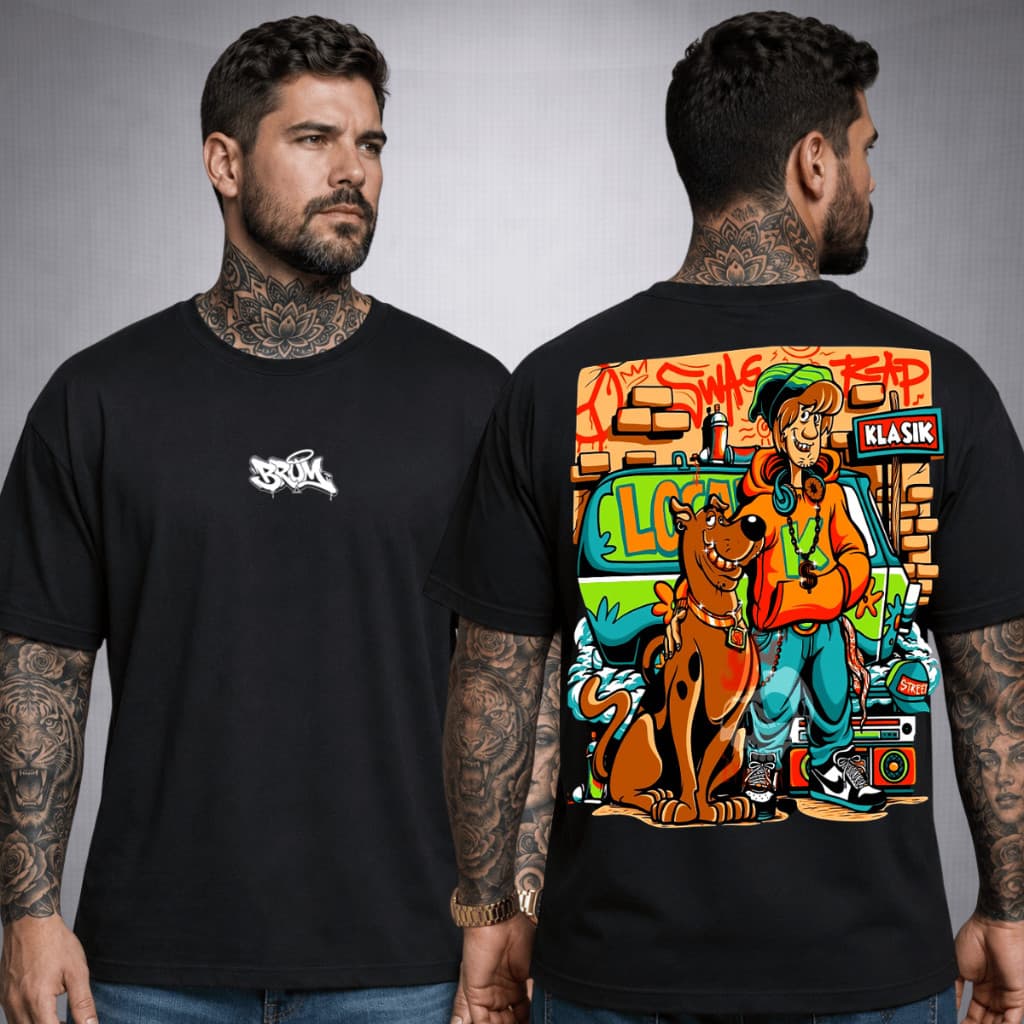 Camiseta Masculina Estampa Salsicha Scooby-Do Casual Streetwear Algodão Confortável