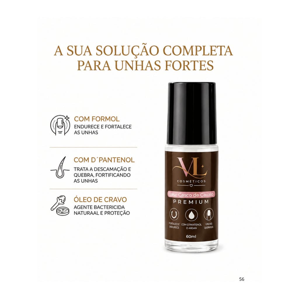 Base Fortalecedora e Endurecedora Casco de Cavalo 10ML  - Linha  Premium V&L Cosmeticos