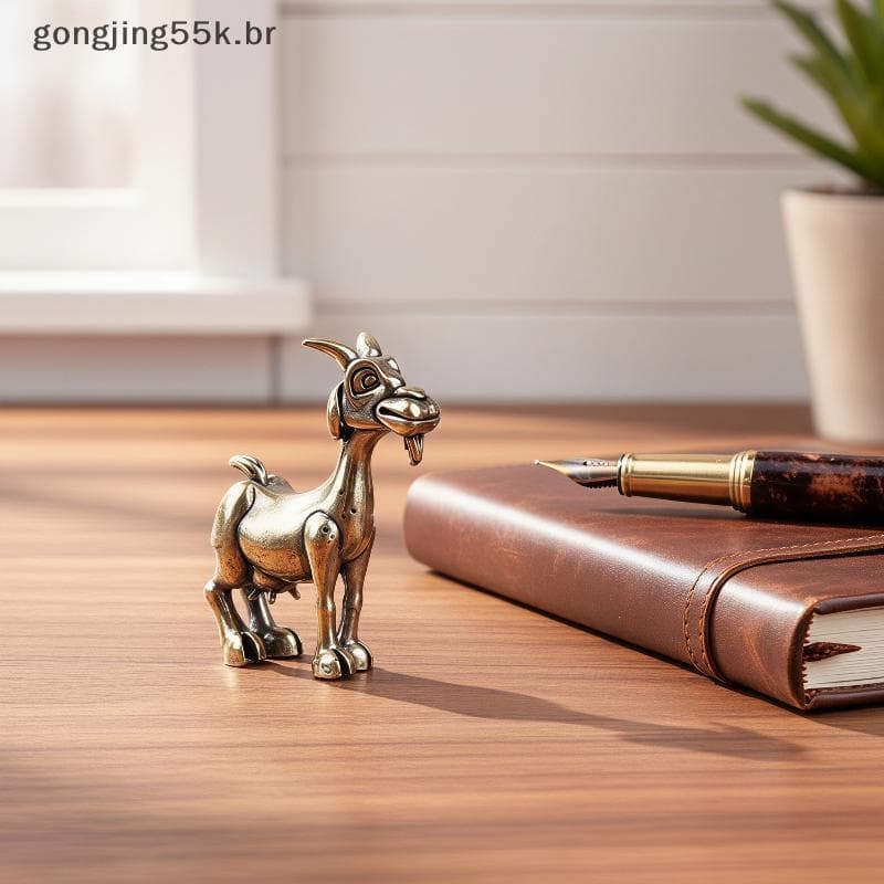 gon Pequena Estátua De Cabra De Latão Vintage Rústico Retro Escultura Animal Chá De Estimação Para Casa Escritório Prate