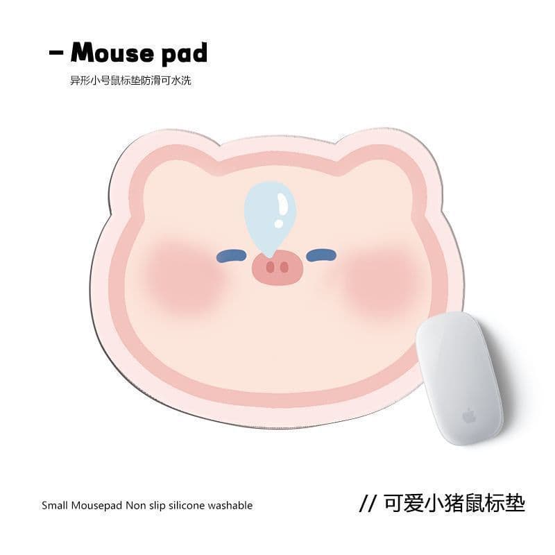 [Estoque pronto] Cute Piggy Mouse Pad Menina Tamanho Pequeno Tapete de Mesa em Formato Especial Proteção de Pulso Teclad