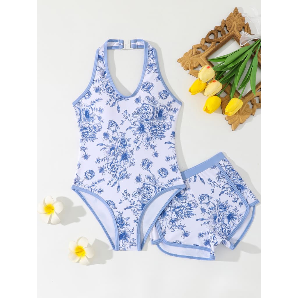 Verão Meninas Crianças Maiô De Uma Peça Com Shorts 8-12 Anos Adolescentes Roupa De Banho Duas Peças Natação Beachwear Az