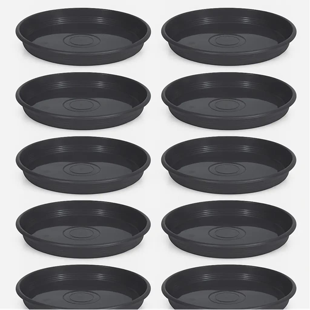 Kit 10 Pratos 17 Cm De Diâmetro Para Vasos E Pote De Plantas Preto Liso