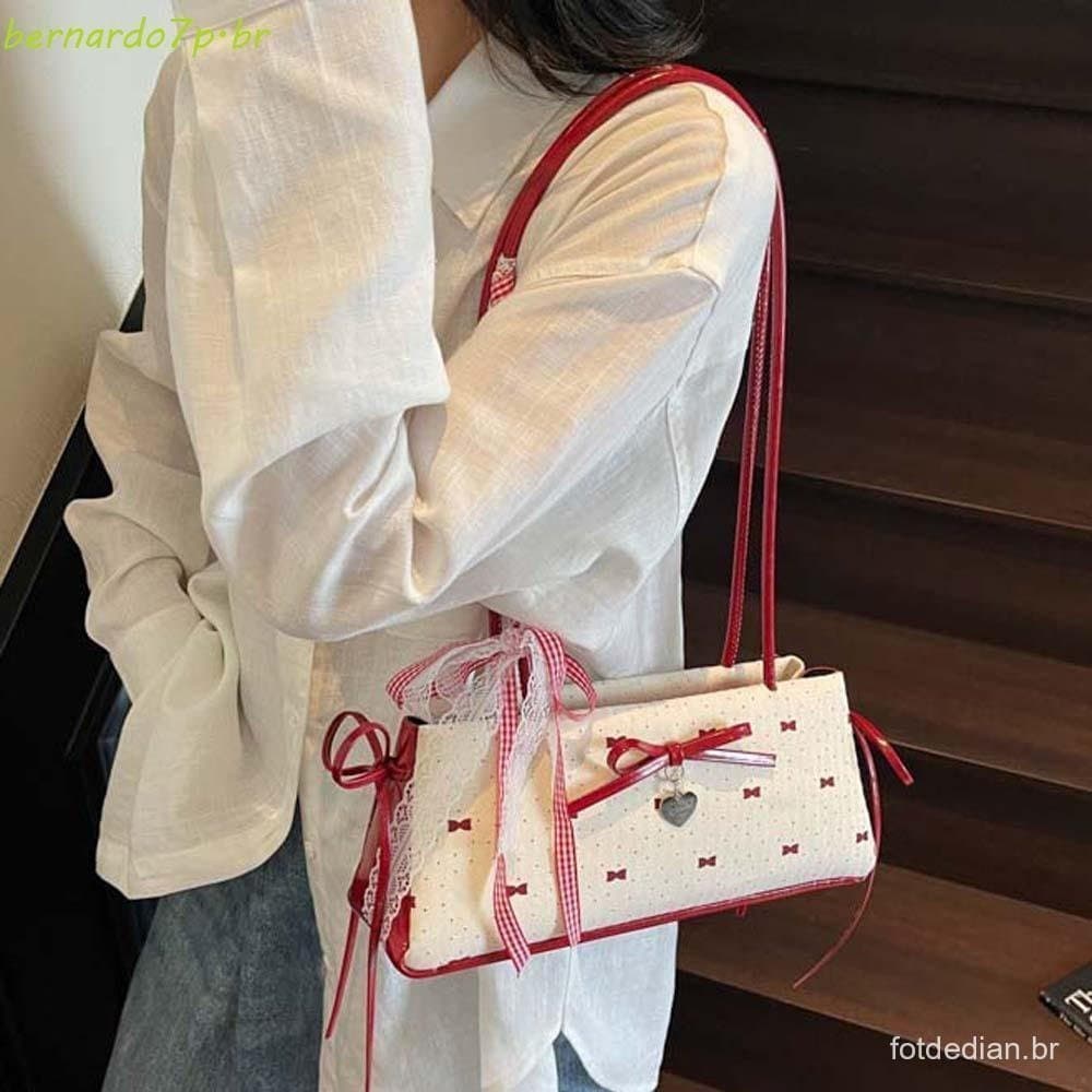 Bolsa De Ombro BNARDO Bow PU , Francesa Doce De Grande Capacidade , Bolsas Nas Axilas Em Cores Contrastantes