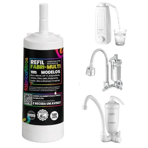 Refil Torneira Filtro Acqua Bella Vitale, Lof-v, Herc, Whilca, Forusi, Sap, Leão, Delta, Imperatriz, Viqua, Ellen, Ativi