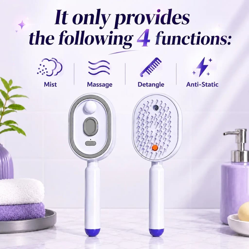 Electricsprayaircushionmassagecombcomautolimpeza , Anti-Emaranhado , Antiestático , Funções Volumizantesandeesssentialoi