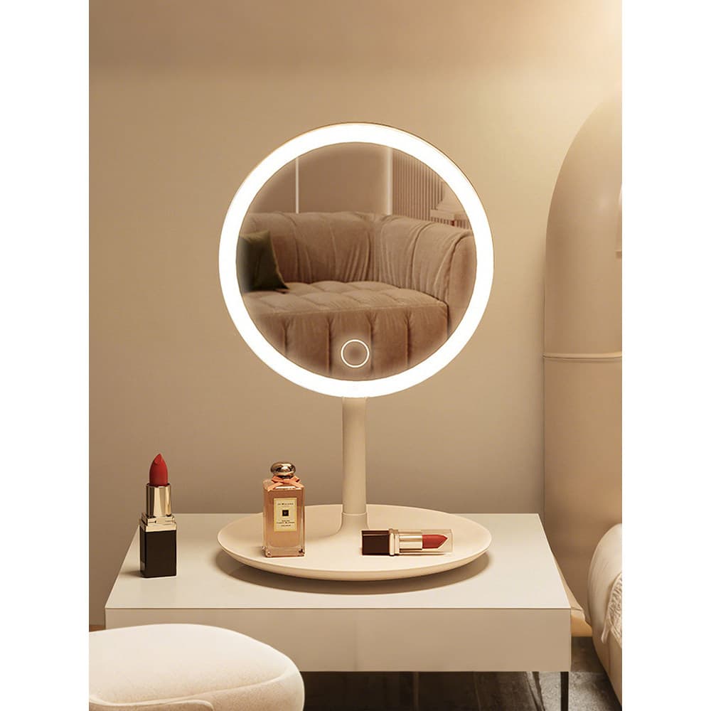 Espelho de maquiagem LED de alta qualidade com luzes, espelho pequeno de mesa para mulheres, espelho de mesa para dormit