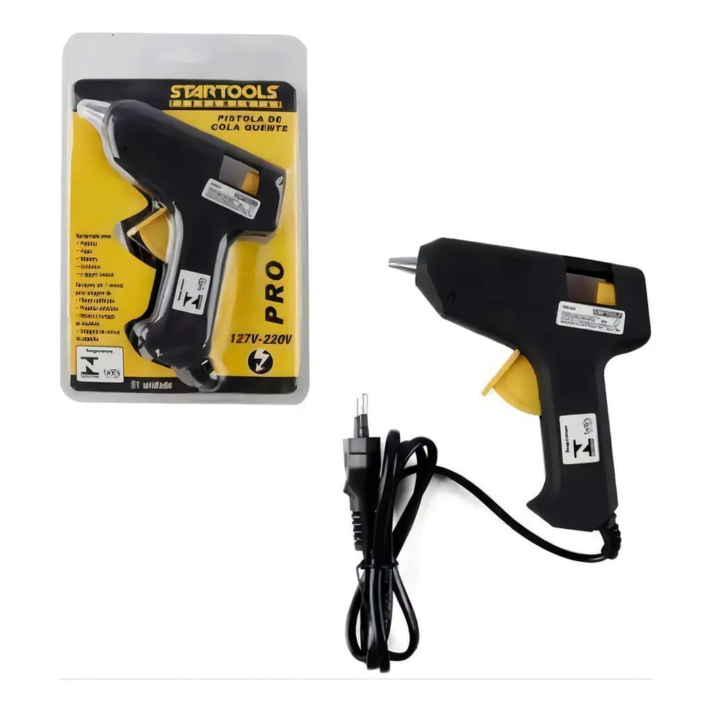 Pistola De Cola Quente Startools 15w Bivolt Cor Preto Diâmetro 11mm 127/220v