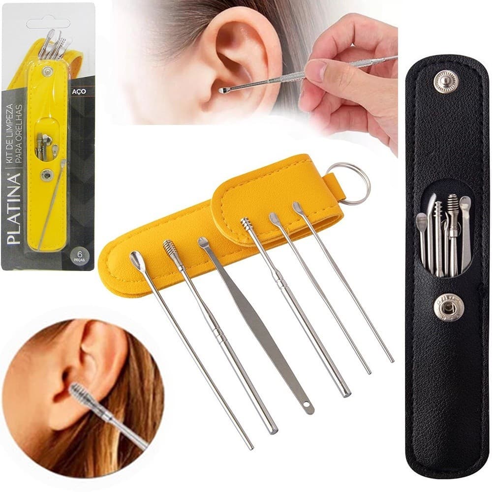 Kit 6 Limpeza De Cera, Removedor De Cera De Ouvido, Limpador De Ouvido INOX