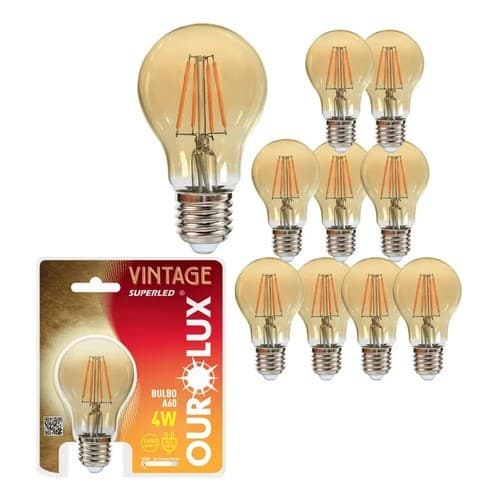 Kit 12 Lâmpada 4w Filamento Led G80 Âmbar E27 Retrô Vintage
