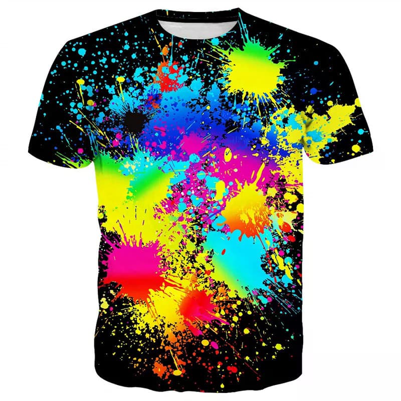 2026 Pigmento Padrão T Camisa Para Homem Colorido 3D Impresso Camisetas Verão Casual Rua Oversized Topos Em Torno Do Pes