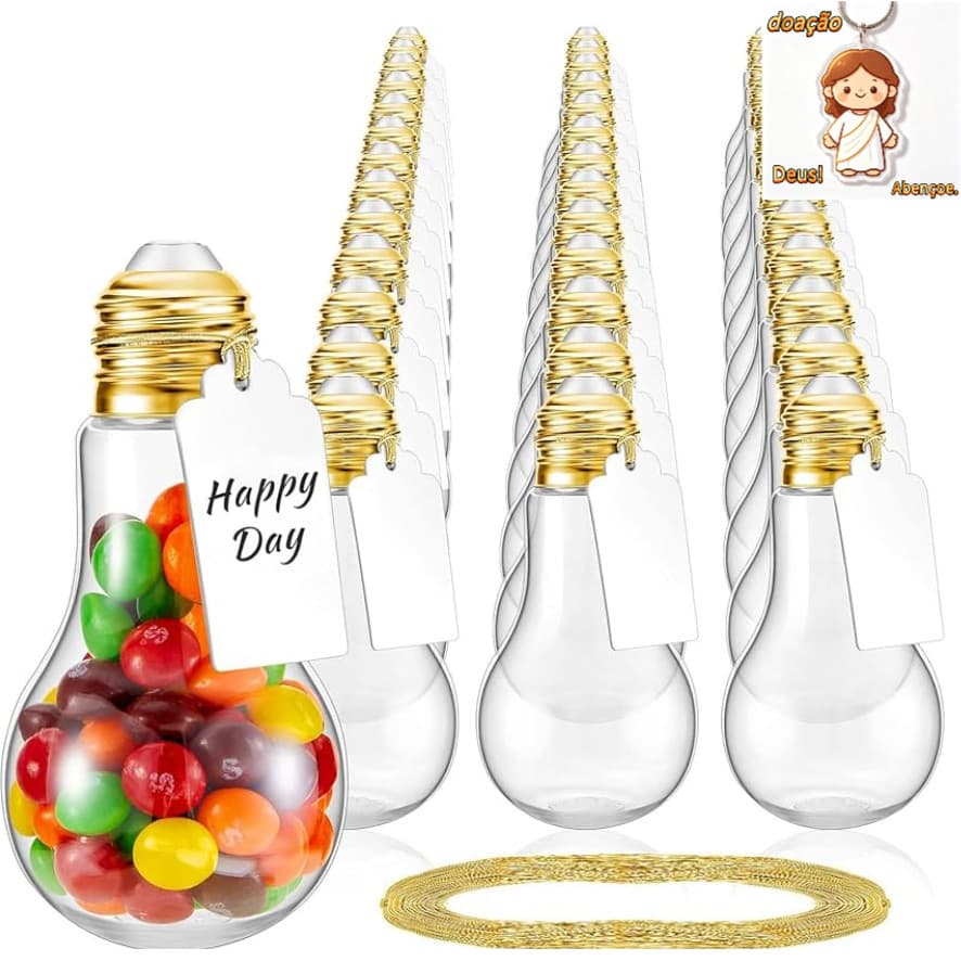 Kit 12/24/36 Tubete Formato Lâmpadas para Doces Lembrançinha de Festas Aniversário Decoração de Mesa Enfeite