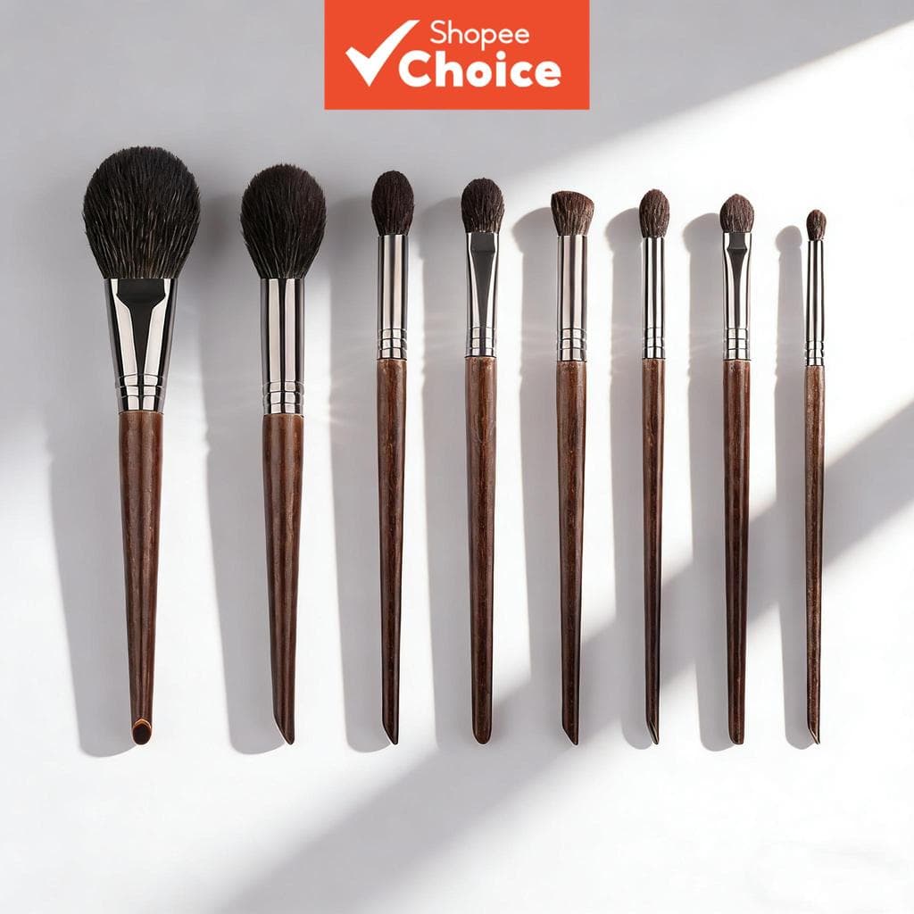 Conjunto Profissional de Pincéis de Maquiagem com 8 Peças, Ferramenta Macia para Esfumar Rosto e Olhos