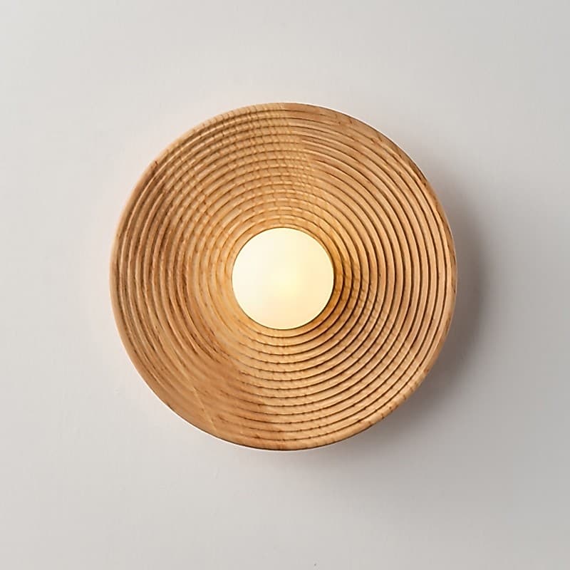 Japonês Retro Lâmpada De Parede Madeira Criatividade Redonda Iluminação Interior Decoração Do Quarto Para Sala Estar Cor
