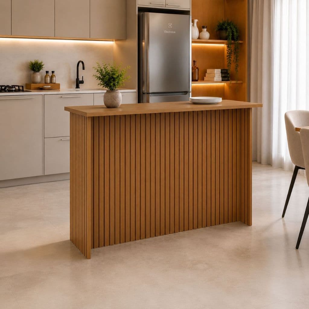 Bancada Balcao Ripada para Cozinha 120cm Balcao Bar Cozinha americana - Lancamento