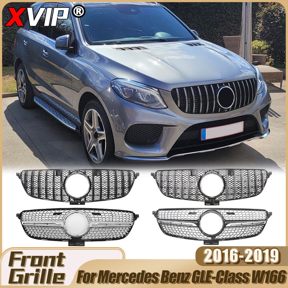 XVIP Grades De Corrida Estilo Diamantes Prateados Cromados Para Mercedes Benz Classe GLE W166 GLE400 GLE43 AMG 16-19 GTR