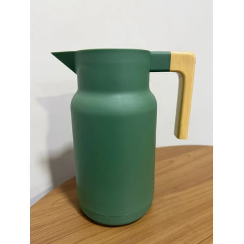 Garrafa Térmica 1 Litro Organic Cabo De Madeira 12h Quente Verde Musgo