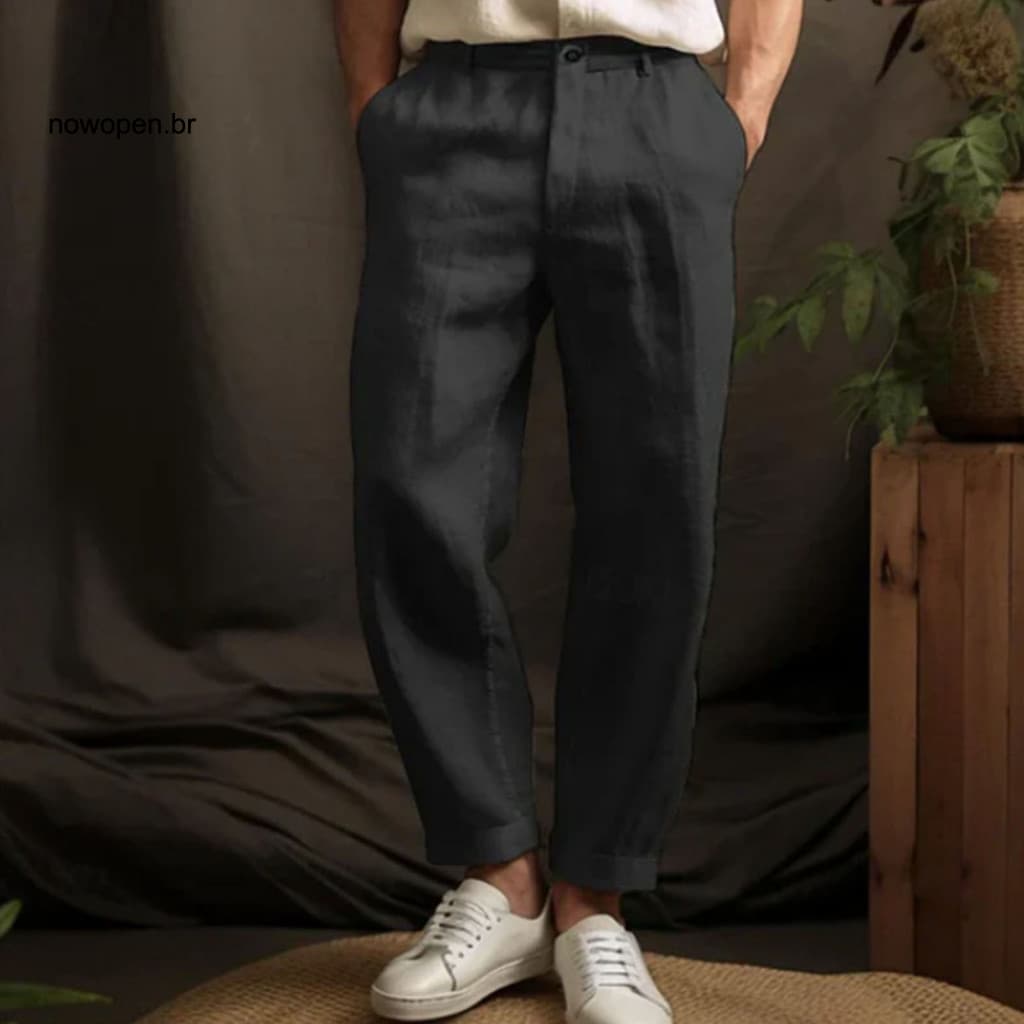 Loose Fit Men Trousers Straight Men's Casual Leg Pants Breathable with Reinforced Pockets – Perfect for Daily Wear Tra