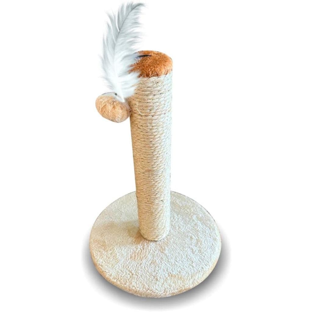 Arranhador Para Gatos Redondo Poste Com Brinquedo Sisal Bege